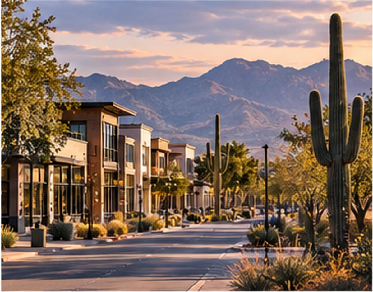 Original illustrated market scene representing Scottsdale, Arizona