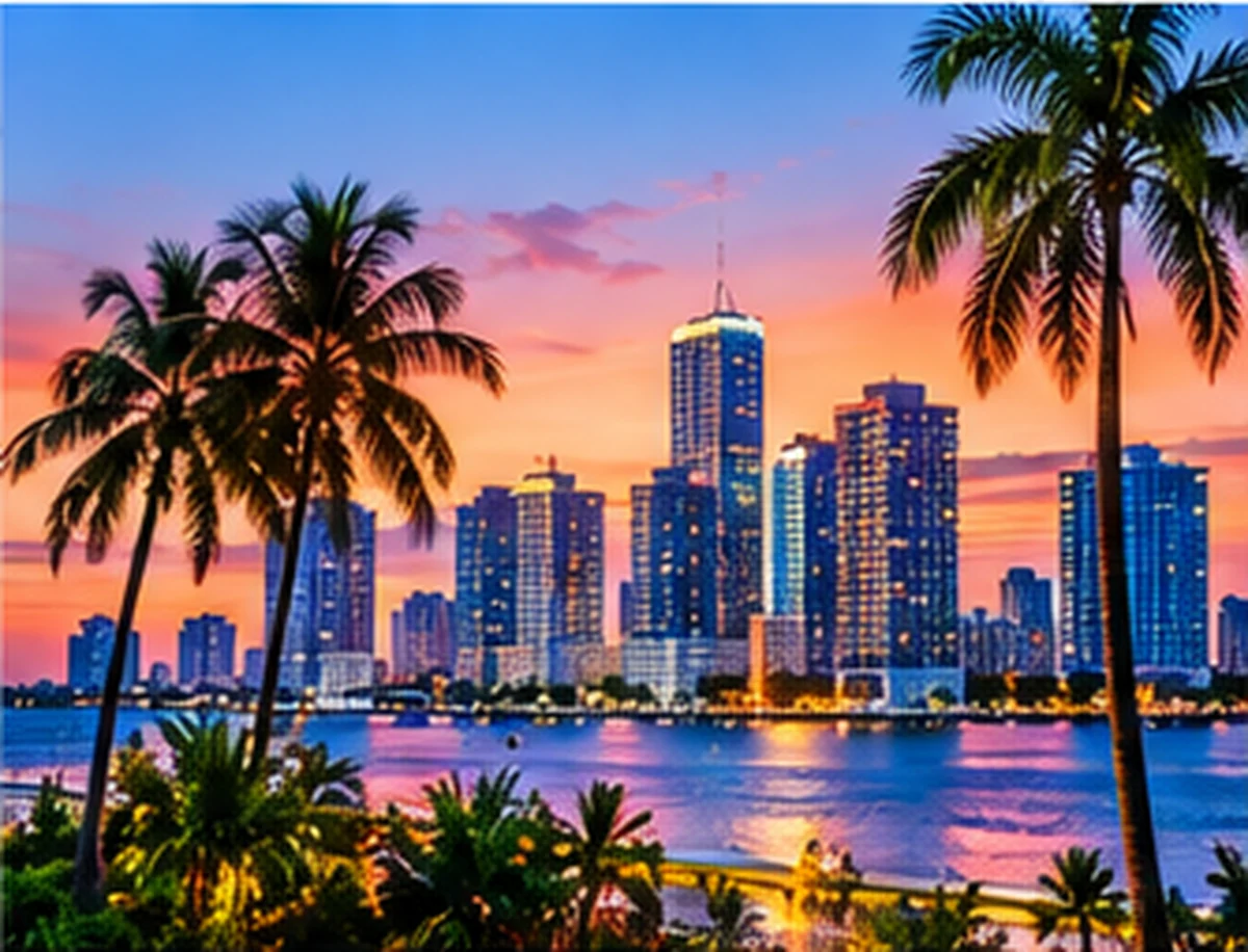 Miami Beach coastline and South Florida skyline